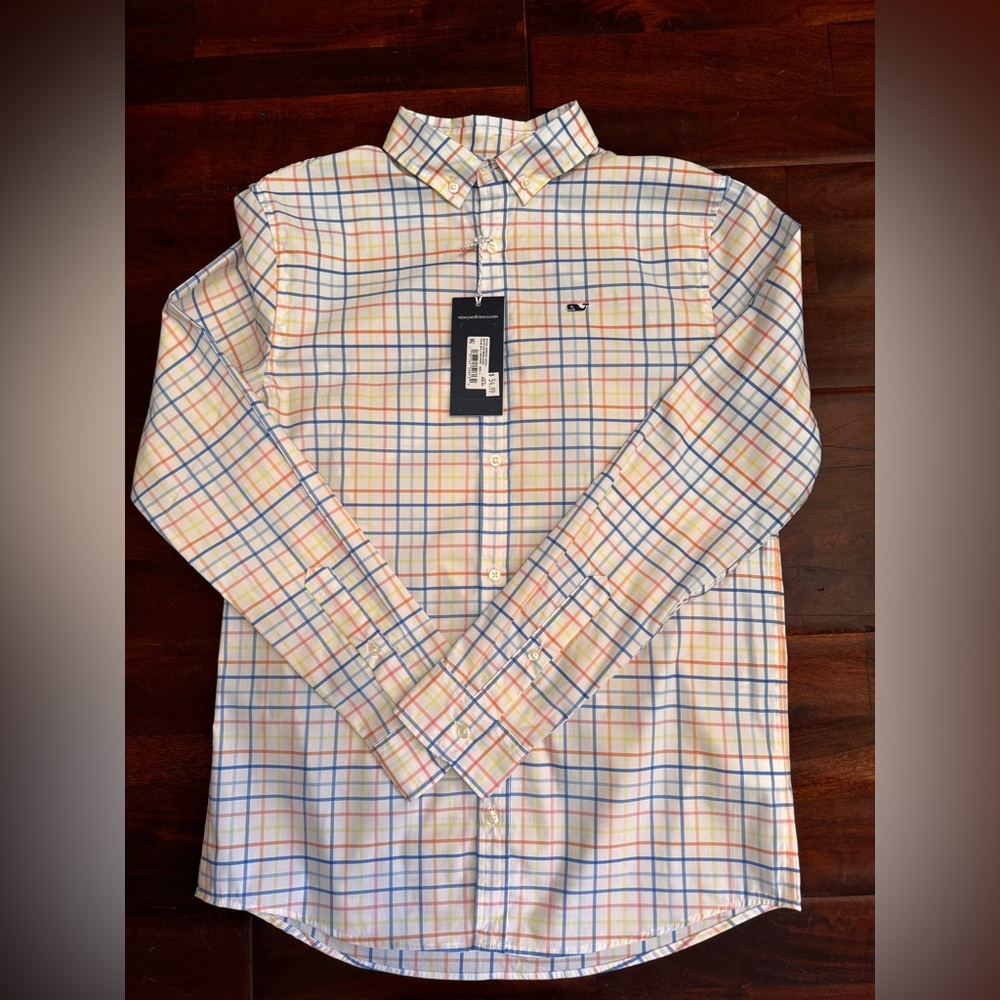 Vineyard Vines On The Go Boys OTG Performance brrr Shirt Size Large 16 Button Up